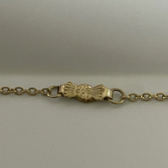 Gold tone child's necklace with faux pearl 14" - Picture 4 of 11